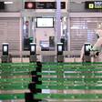 Members of Spain's Military Emergencies Unit (UME) carry out a general disinfection at Josep Tarradellas Barcelona-El Prat airport in El Prat de Llobregat on March 19, 2020