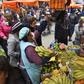 Shoppers crowd a market in La Paz after Bolivian interim President Jeanine Anez announced the country was going to be placed under a complete quarantine to stop the spread of the novel coronavirus