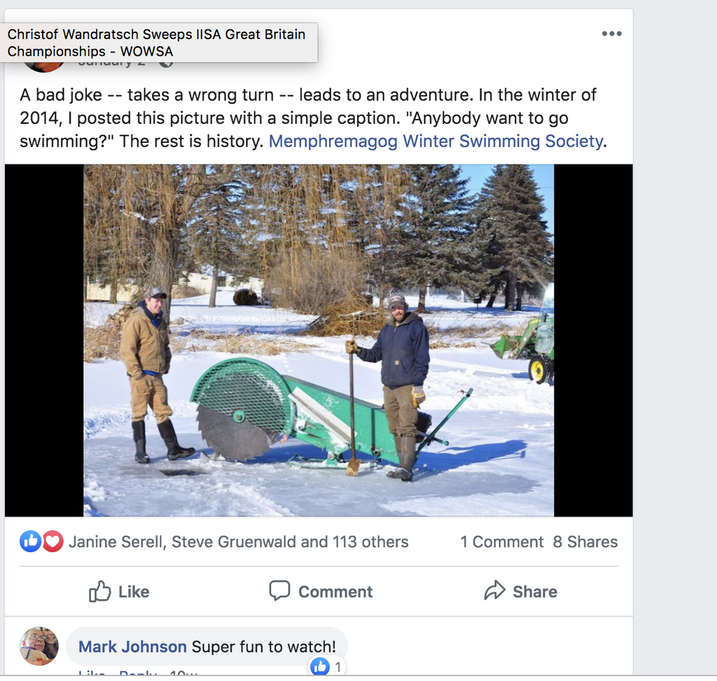 The 2014 Facebook post from race director Phil White that led to the creation of the Winter Swim Festival.