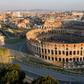 The streets of Rome around the Colosseum are deserted
