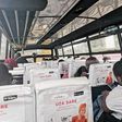 Passenger takes photo inside a Route 111 (Ngong, Karen) matatu that complied with maximum of 60 per cent capacity to facilitate social distancing