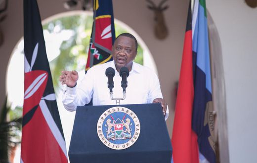 File image of President Uhuru Kenyatta addressing the press