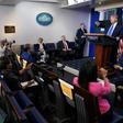 Response coordinator for White House Coronavirus Task Force Deborah Birx winced in her seat to the right of President Donald Trump