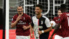 Zlatan Ibrahimovic shared a joke with Cristiano Ronaldo after scoring a penalty that helped AC Milan to a 4-2 win over Serie A leaders Juventus