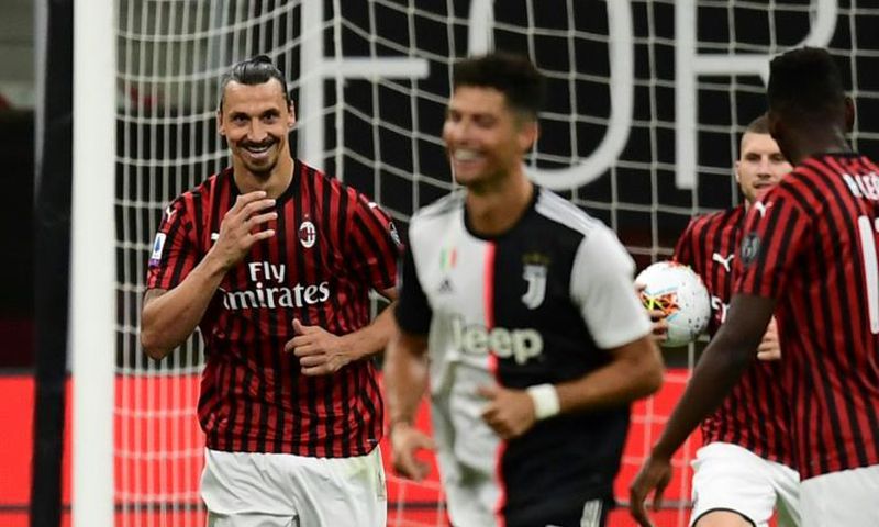 Zlatan Ibrahimovic shared a joke with Cristiano Ronaldo after scoring a penalty that helped AC Milan to a 4-2 win over Serie A leaders Juventus
