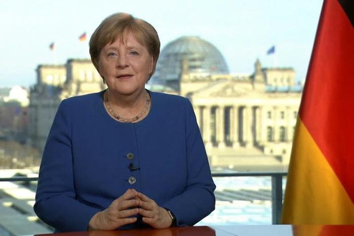 This videograb taken from German TV channel ARD on March 18, 2020 shows German Chancellor Angela Merkel addressing the nation on the spread of the new coronavirus COVID-19
