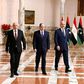 Egyptian President Abdel Fattah al-Sisi (C), Libyan strongman Khalifa Haftar (R) and the Libyan Parliament speaker Aguila Saleh at a joint press conference in Cairo Saturday