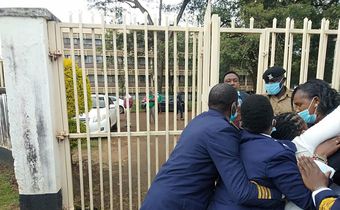 Karumandi MCA Anthony Munene and nominated MCA Lucy Njeri when the serjeants at arms bundled the two out of the Kirinyaga county assembly chambers