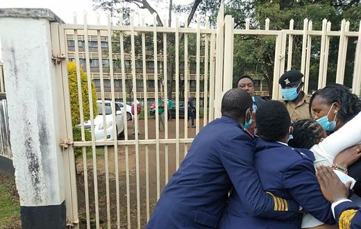 Karumandi MCA Anthony Munene and nominated MCA Lucy Njeri when the serjeants at arms bundled the two out of the Kirinyaga county assembly chambers