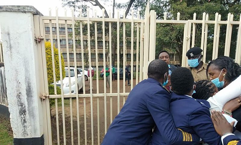 Karumandi MCA Anthony Munene and nominated MCA Lucy Njeri when the serjeants at arms bundled the two out of the Kirinyaga county assembly chambers