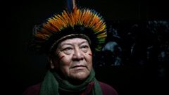 Davi Kopenawa Yanomami, spokesman for the Yanomami indigenous people of Brazil, at a conference in Paris on January 29, 2020