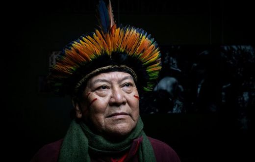 Davi Kopenawa Yanomami, spokesman for the Yanomami indigenous people of Brazil, at a conference in Paris on January 29, 2020