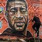 A mural of George Floyd, whose US police killing has sparked worldwide protests against police brutality, in Nairobi's Kibera slum