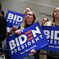 Supporters of Democratic presidential hopeful Joe Biden at the National Constitution Center in Philadelphia, Pennsylvania