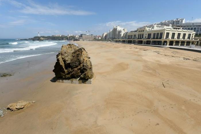 The empty Grand Plage, one of the most beautiful beaches  in Biarritz, southwestern France, on the twenty-eighth day of a coronavirus lockdown which President Emmanuel Macron said will be extended until May 11, 2020