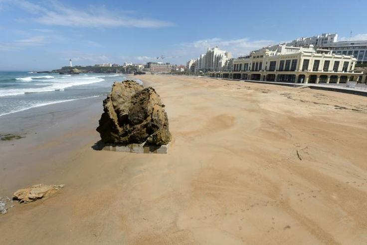 The empty Grand Plage, one of the most beautiful beaches  in Biarritz, southwestern France, on the twenty-eighth day of a coronavirus lockdown which President Emmanuel Macron said will be extended until May 11, 2020