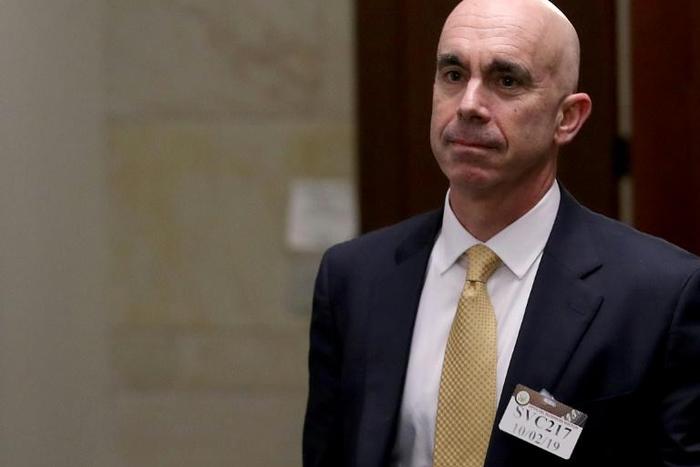 Steve Linick, who was fired as the State Department's inspector general, departs the US Capitol in October 2019