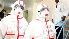 File image of medics wearing protective gear at Mbagathi Hospital in Nairobi where an isolation and treatment centre for the new coronavirus was set up on March 6