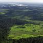Overview of a deforested area in the border of Xingu river in northern Brazil