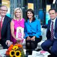 Fox host Ainsley Earhardt (in pink) pictured with her fellow presenters and former UN Ambassador Nikki Haley in 2019, was hit with a torrent of angry tweets
