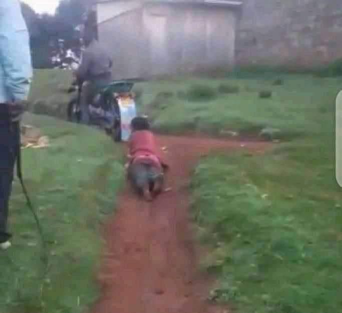 A woman being dragged by a moving motorcycle in Kuresoi South after she allegedly stole from Olenguruone police station deputy OCS David Kiprotich