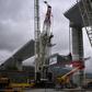 Construction of the gleaming structure in northern Italy's coastal Liguria region has continued night and day throughout a national lockdown
