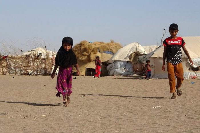 Children in a displaced persons camp in Yemen's western province of Hodeida on May 6 2020: UN chief Antonio Guterres is warning that hundreds of millions of people face extreme hunger in the wake of the coronavirus pandemic