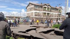 File image of a collapsed road. Nakuru residents warned against using this road