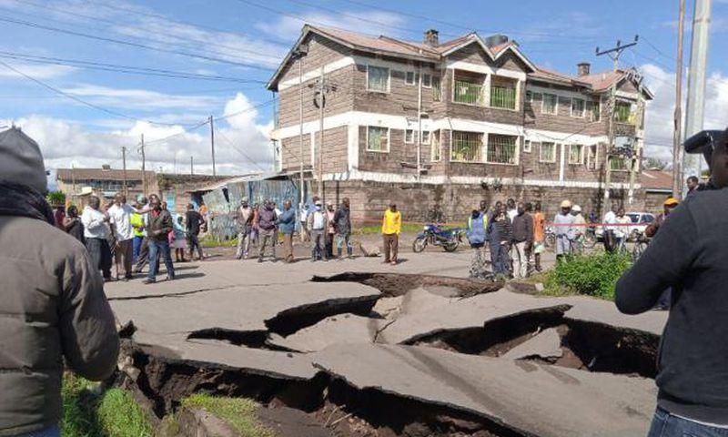 File image of a collapsed road. Nakuru residents warned against using this road