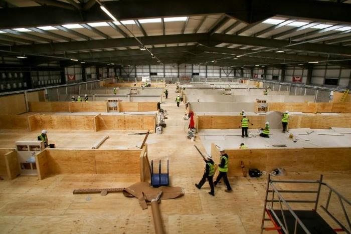Britain has been building emergency medical facilities to take the strain of an expected surge in coronavirus cases, such as this one in Llanelli, Wales