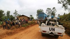 UN soldiers patrol in the violence-torn Djugu territory of Ituri province in eastern DR Congo in March 2020
