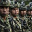 Colombian soldiers at a ceremony to present a new battalion in Medellin on February 11,2020