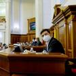 Ukrainian President Volodymyr Zelensky (R) attended the historic session of parliament