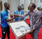 President Uhuru Kenyatta handover a brand new 51-seater Bus to AFC Leopards at State House (Photos)