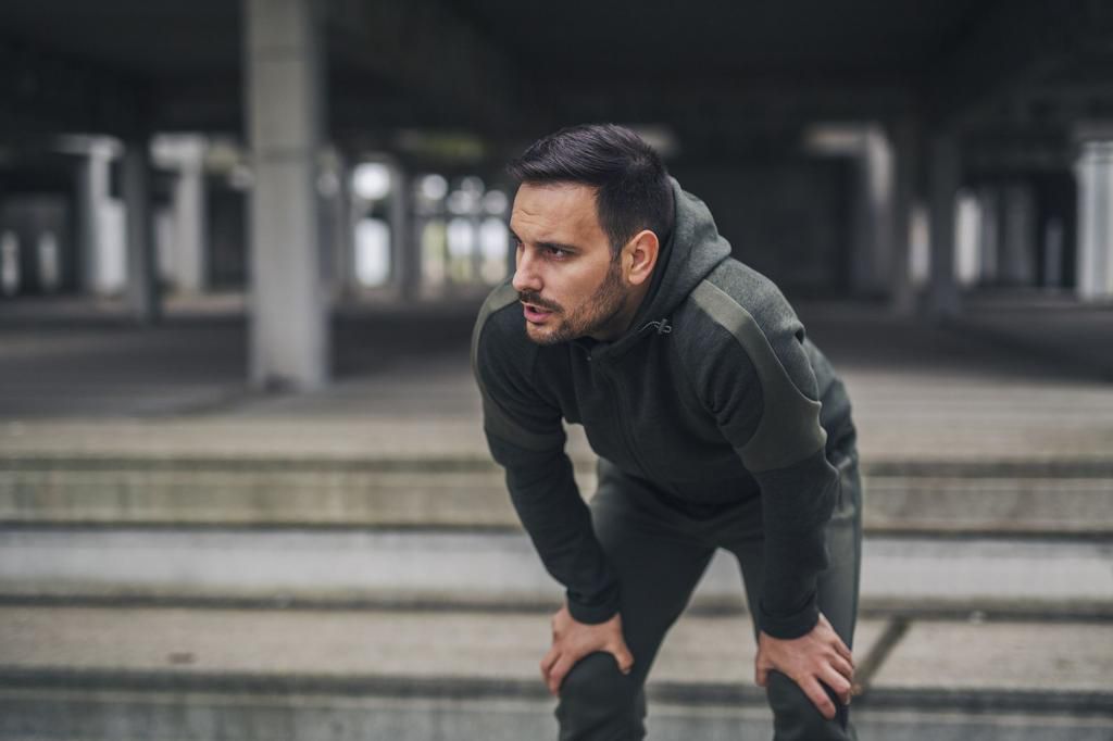 Runner catching breath