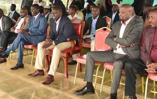 File image of DP Ruto flanked by Moses Kuria and Jackson Mandago