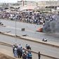 File image of past protests along Thika superhighway. An irate mob blocked blocked the superhighway and engaged police in runnig battles on Sunday, 29 March 2020