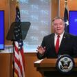 US Secretary of State Mike Pompeo announces talks with Iraq at a news conference at the State Department