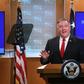 US Secretary of State Mike Pompeo announces talks with Iraq at a news conference at the State Department