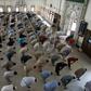 Worshippers maintain social distancing at a mosque in Karachi in Pakistan at the weekend