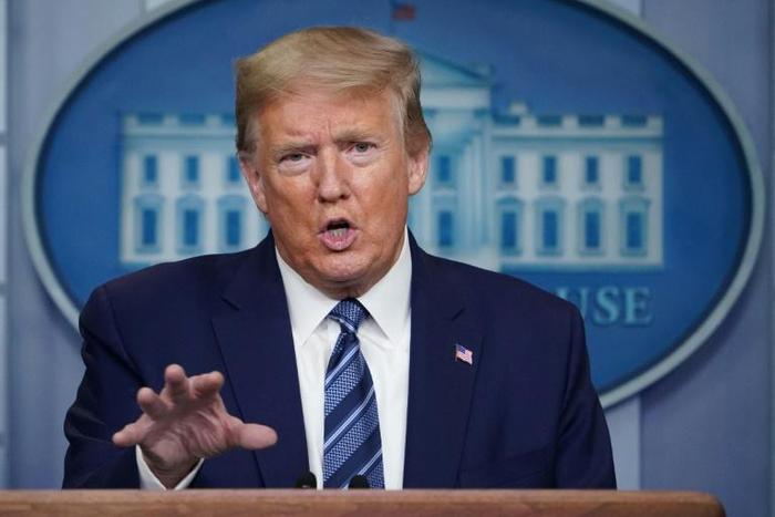 US President Donald Trump during his daily briefing on the novel coronavirus, COVID-19, on April 21, 2020