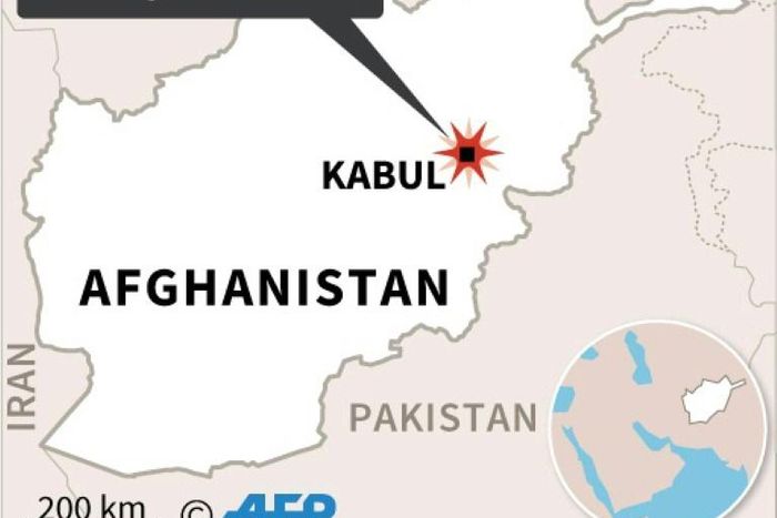 Map of Afghanistan locating a deadly blast at a mosque in Kabul Friday