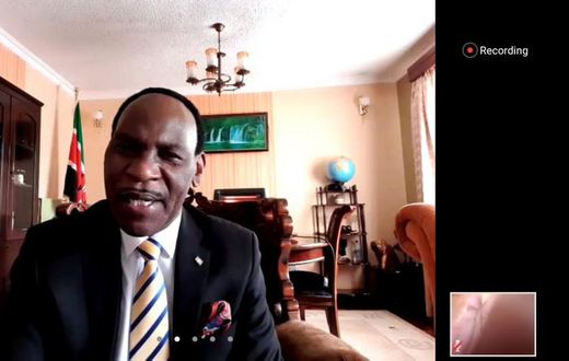 KFCB CEO Ezekiel Mutua during a recent virtual meeting. Dr Mutua has attributed 4,000 teen pregnancies in Machakos county to vulgar vernacular music