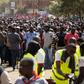 Thousands took part in the demonstration, some singing the national anthem and chanting "bread and freedom for the people"