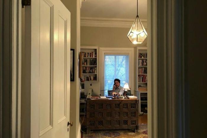 Canadian Prime Minister Justin Trudeau in self-isolation working from home in Ottawa, Canada