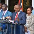 File image of Health CS Mutahi Kagwe at a past press briefing on Covid-19