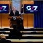 US Secretary of State Mike Pompeo speaks after virtual Group of Seven talks to journalists, who are spaced out in line with COVID-19 precautions