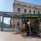 A man uses the chance to stretch his legs by walking his dog in the central northern town of Burgos -- one of the few means of beating Spain's coronavirus lockdown