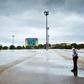 Havana's Revolution Square stands nearly empty on May Day 2020 as a precaution against the coronavirus pandemic
