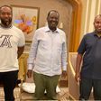 Mombasa Governor Hassan Joho (L) and Suna East MP Junet Mohamed (R) when they visited former Prime Minister Raila Odinga (C) in Dubai